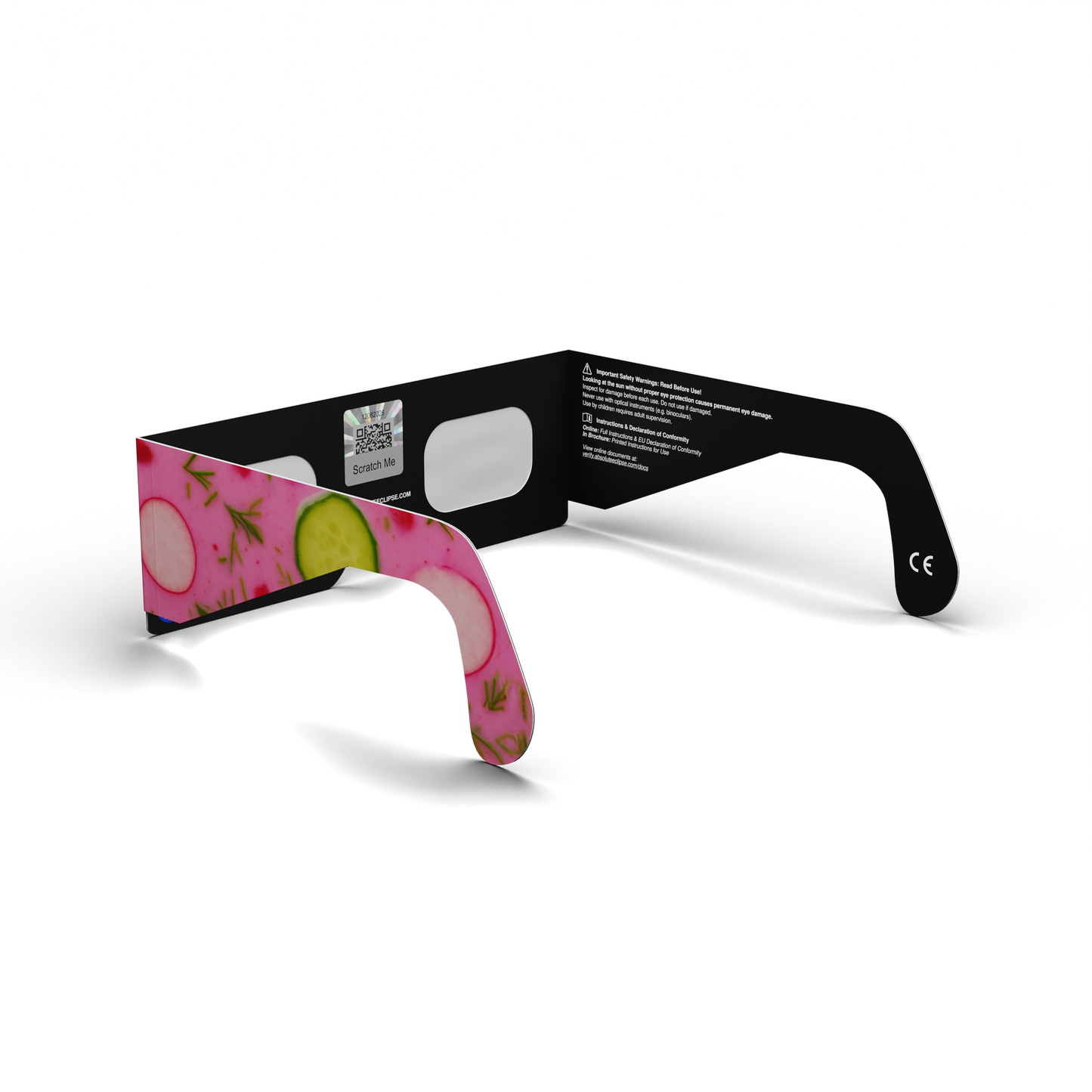 Coldsoup solar eclipse glasses - 225° angle (transparent background)