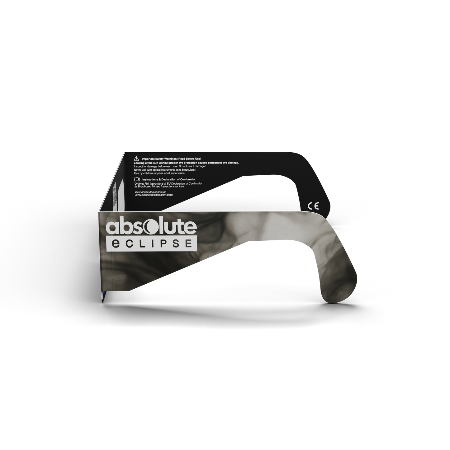 Soot solar eclipse glasses - 270° angle (transparent background)