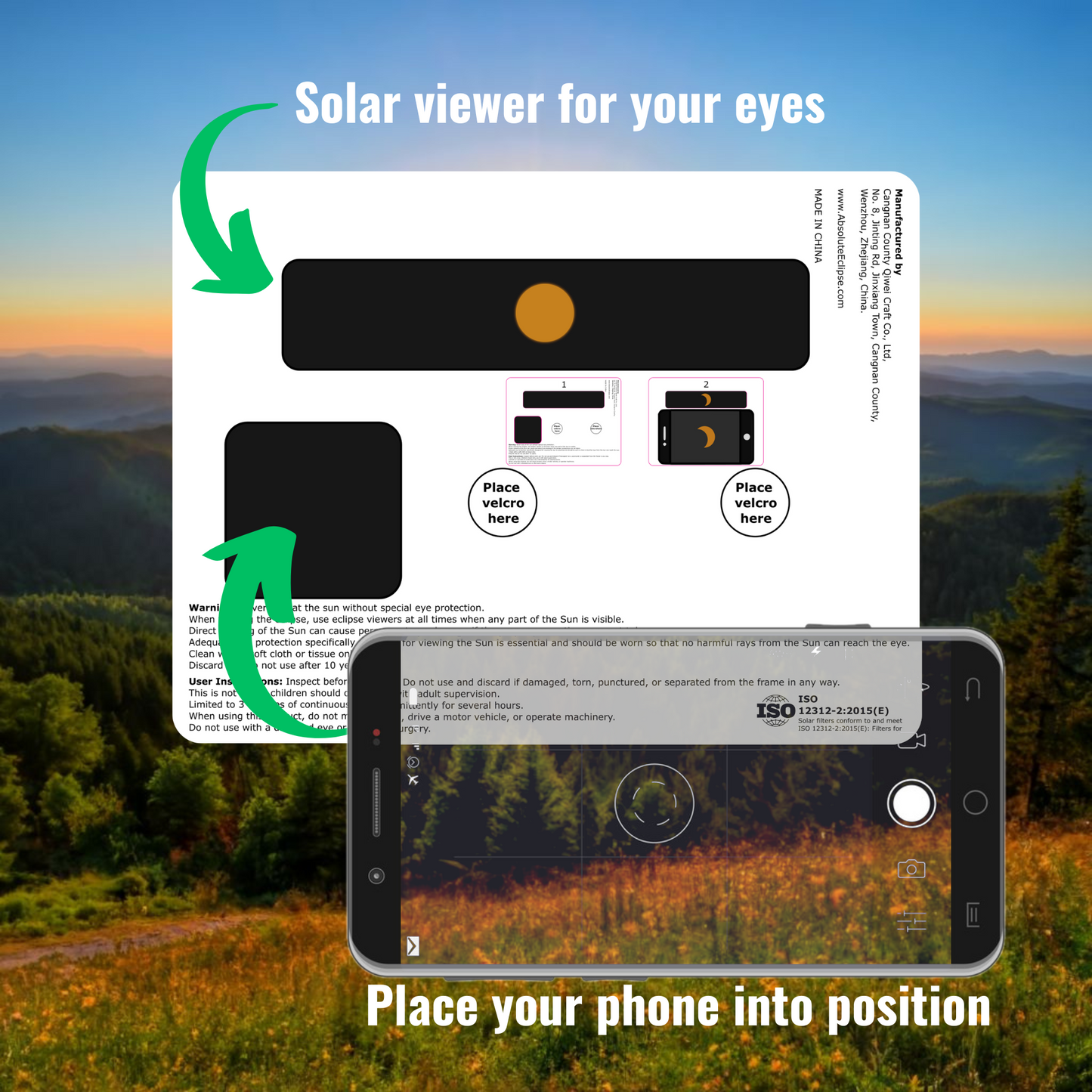 Solar Eclipse Filters for Phones, Photography 2in1 Filter and Viewer for Smartphones - Astronout