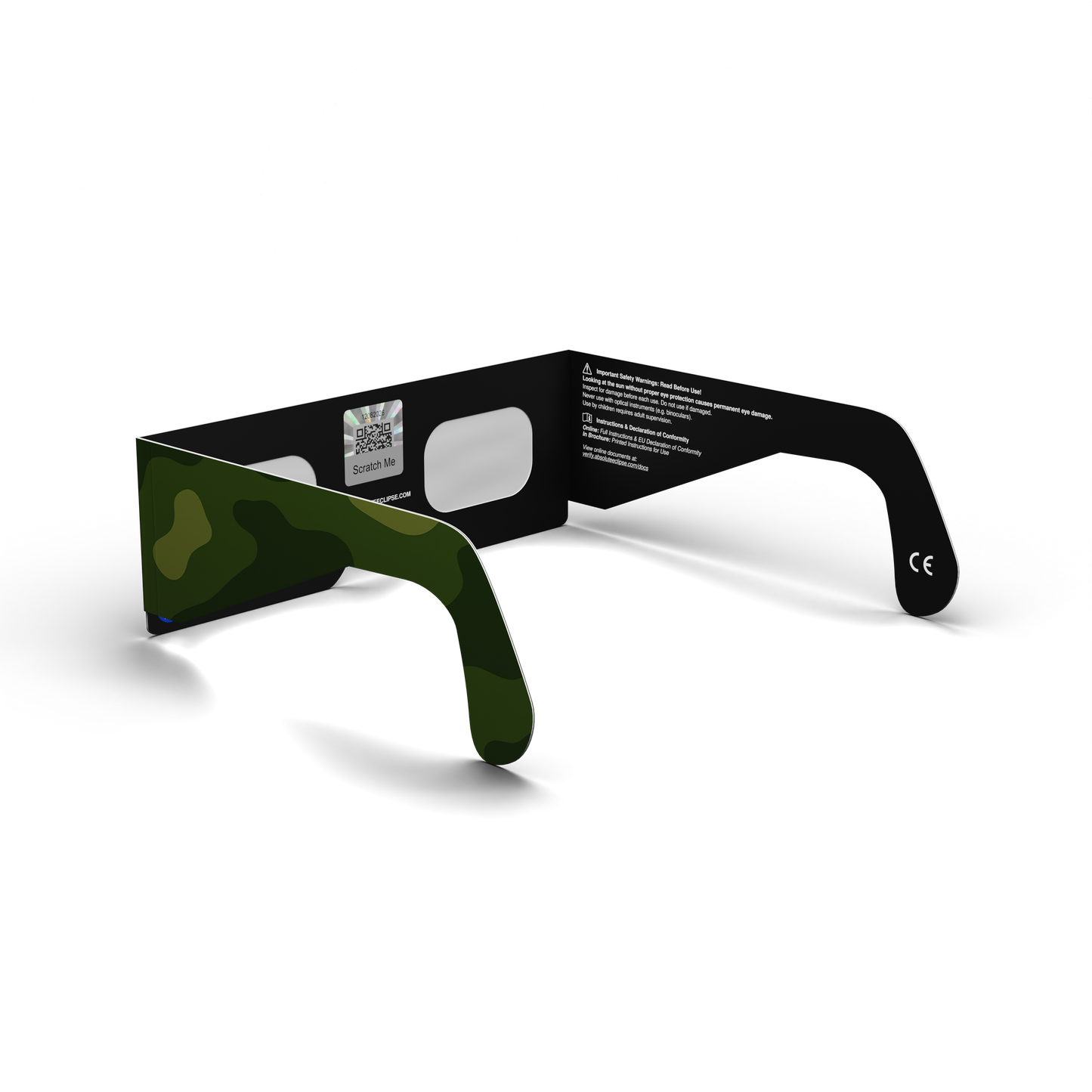Army solar eclipse glasses - 225° angle (transparent background)