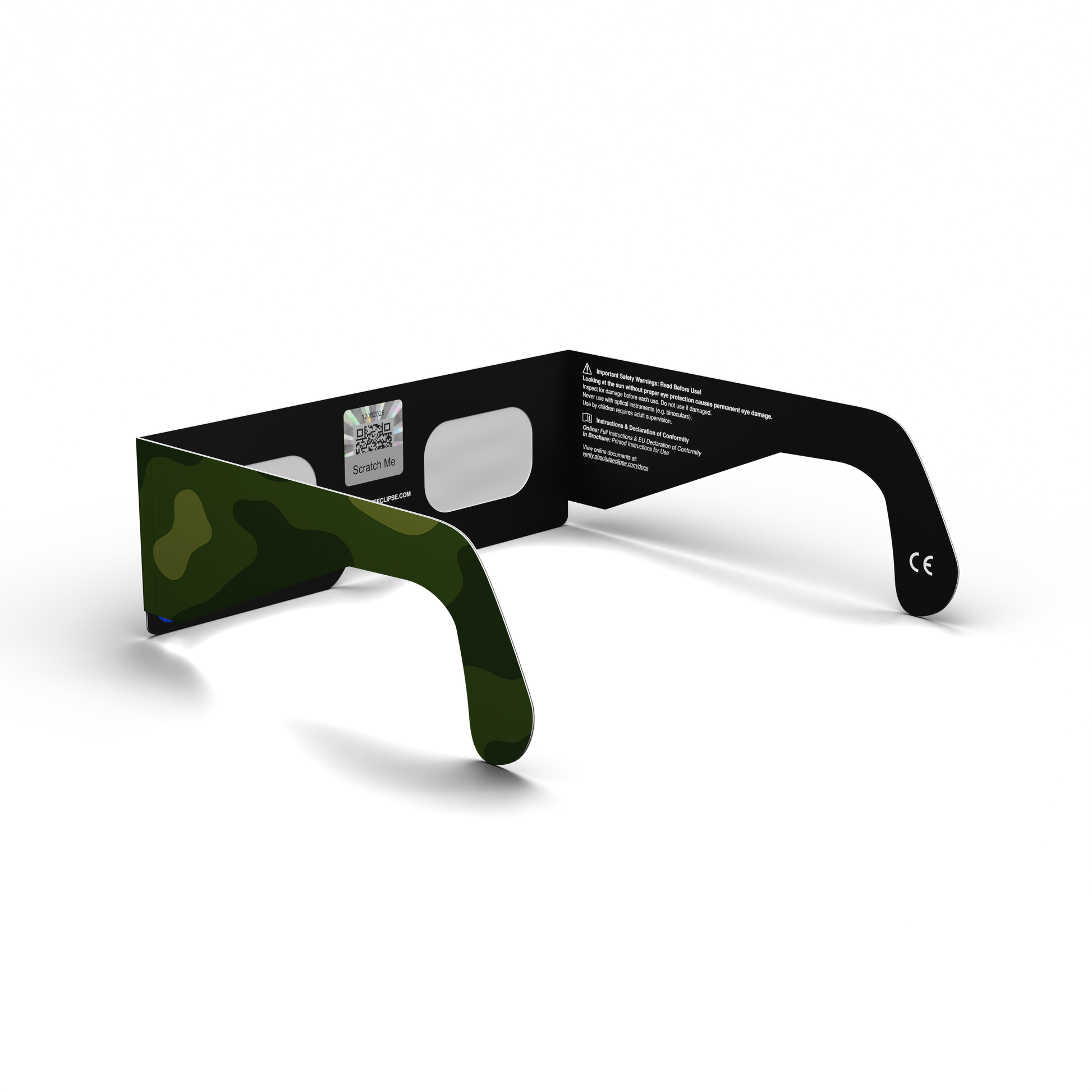Army solar eclipse glasses - 225° angle (transparent background)