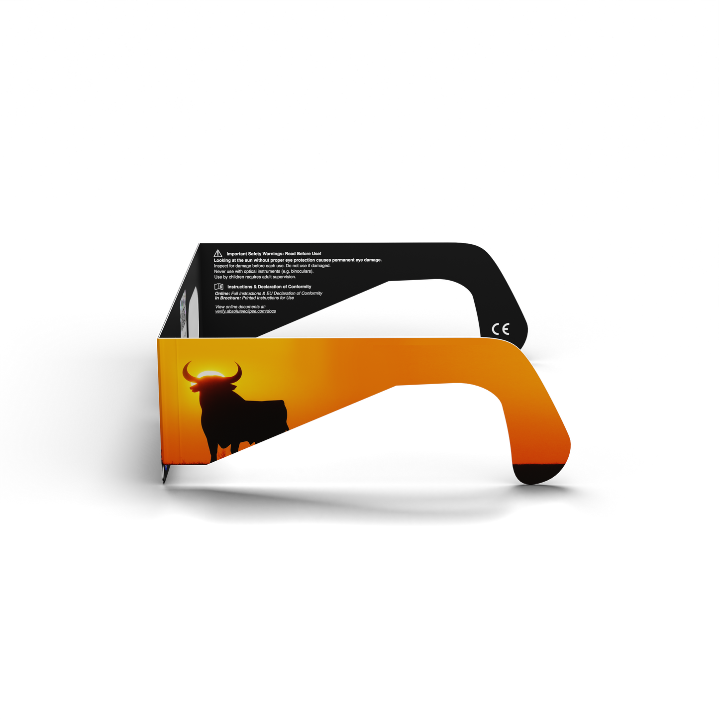 Bull solar eclipse glasses - 270° angle (transparent background)