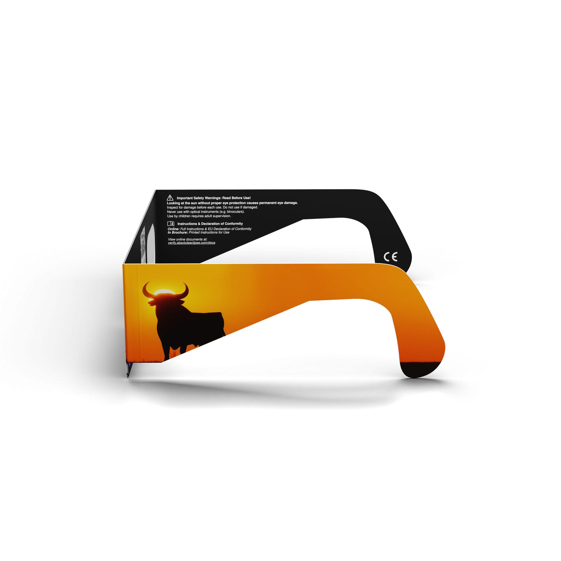 Bull solar eclipse glasses - 270° angle (transparent background)