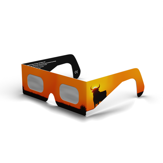 Bull solar eclipse glasses - 315° angle (transparent background)