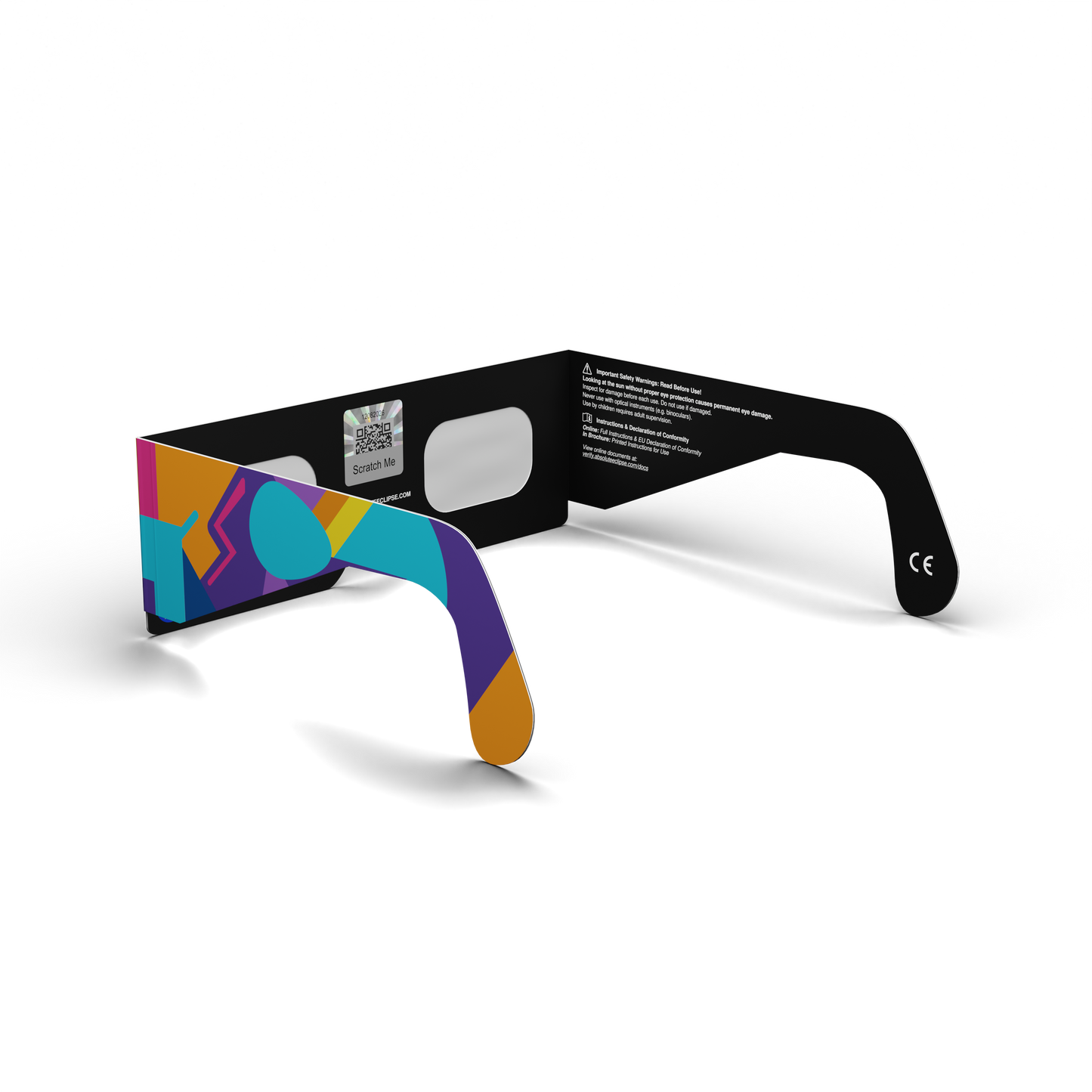 Memphis solar eclipse glasses - 225° angle (transparent background)