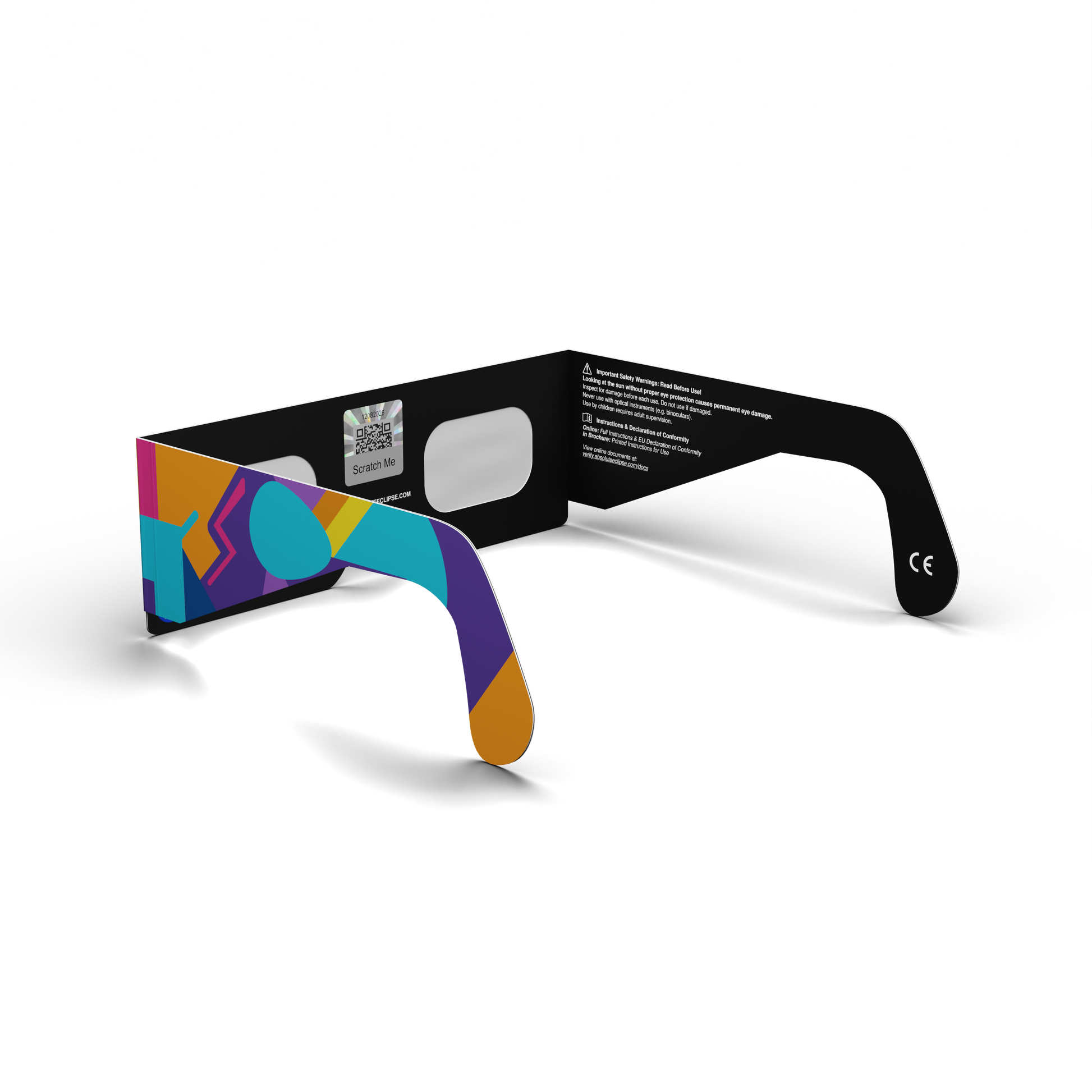 Memphis solar eclipse glasses - 225° angle (transparent background)