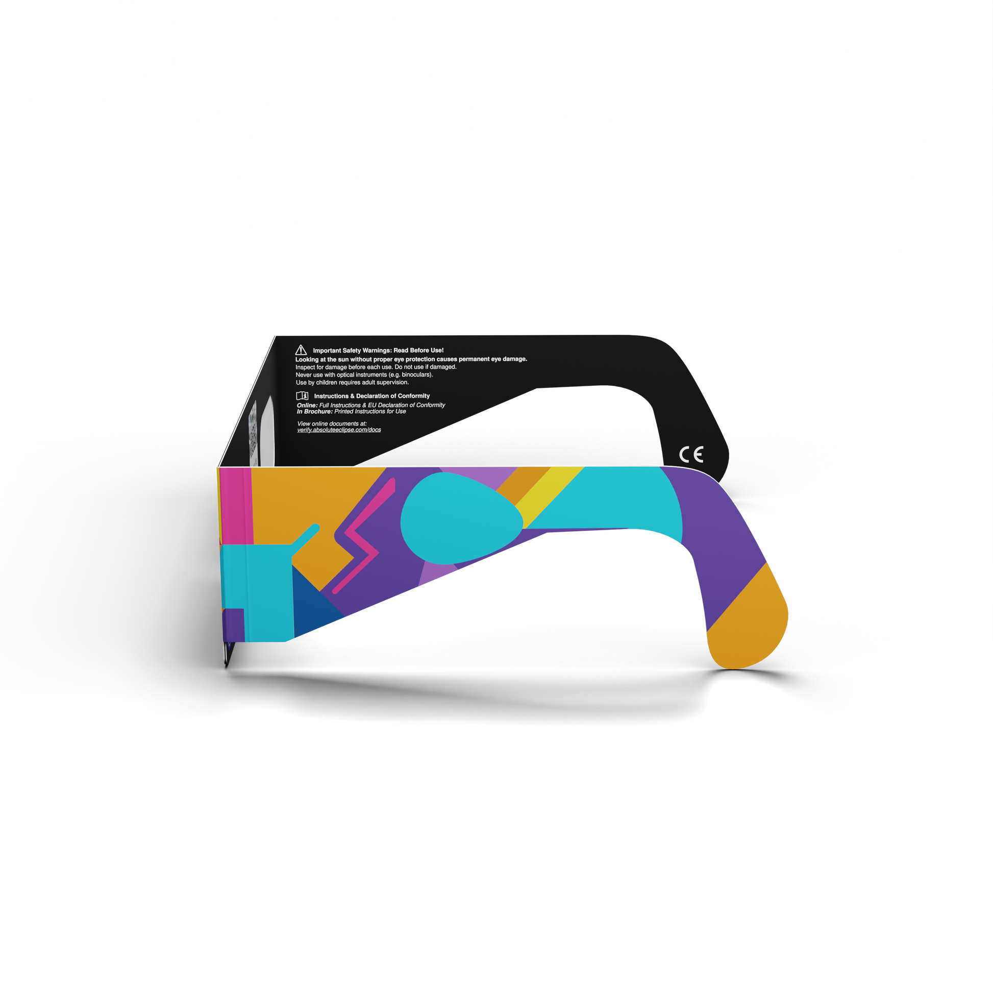 Memphis solar eclipse glasses - 270° angle (transparent background)