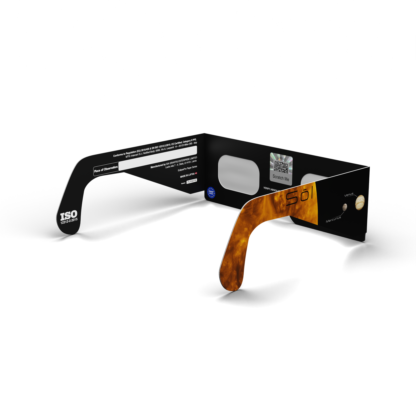 Planets solar eclipse glasses - 135° angle (transparent background)