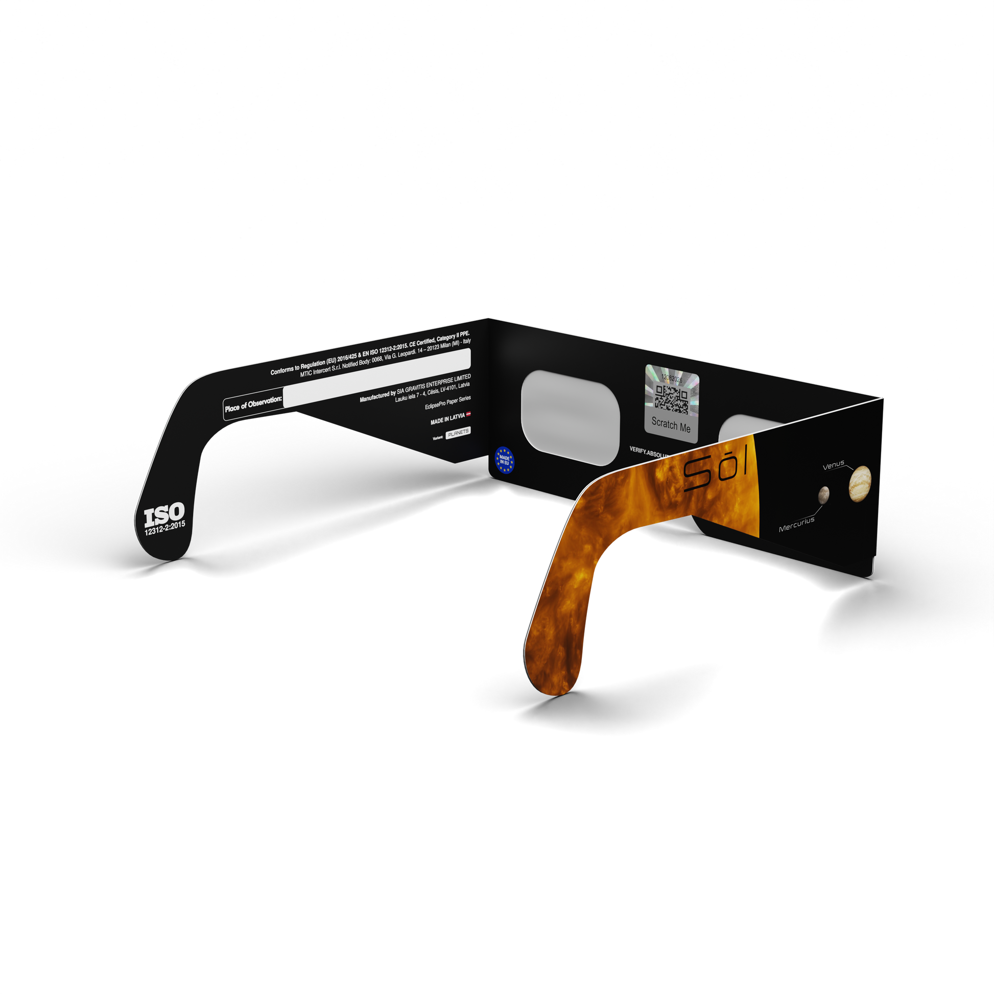 Planets solar eclipse glasses - 135° angle (transparent background)