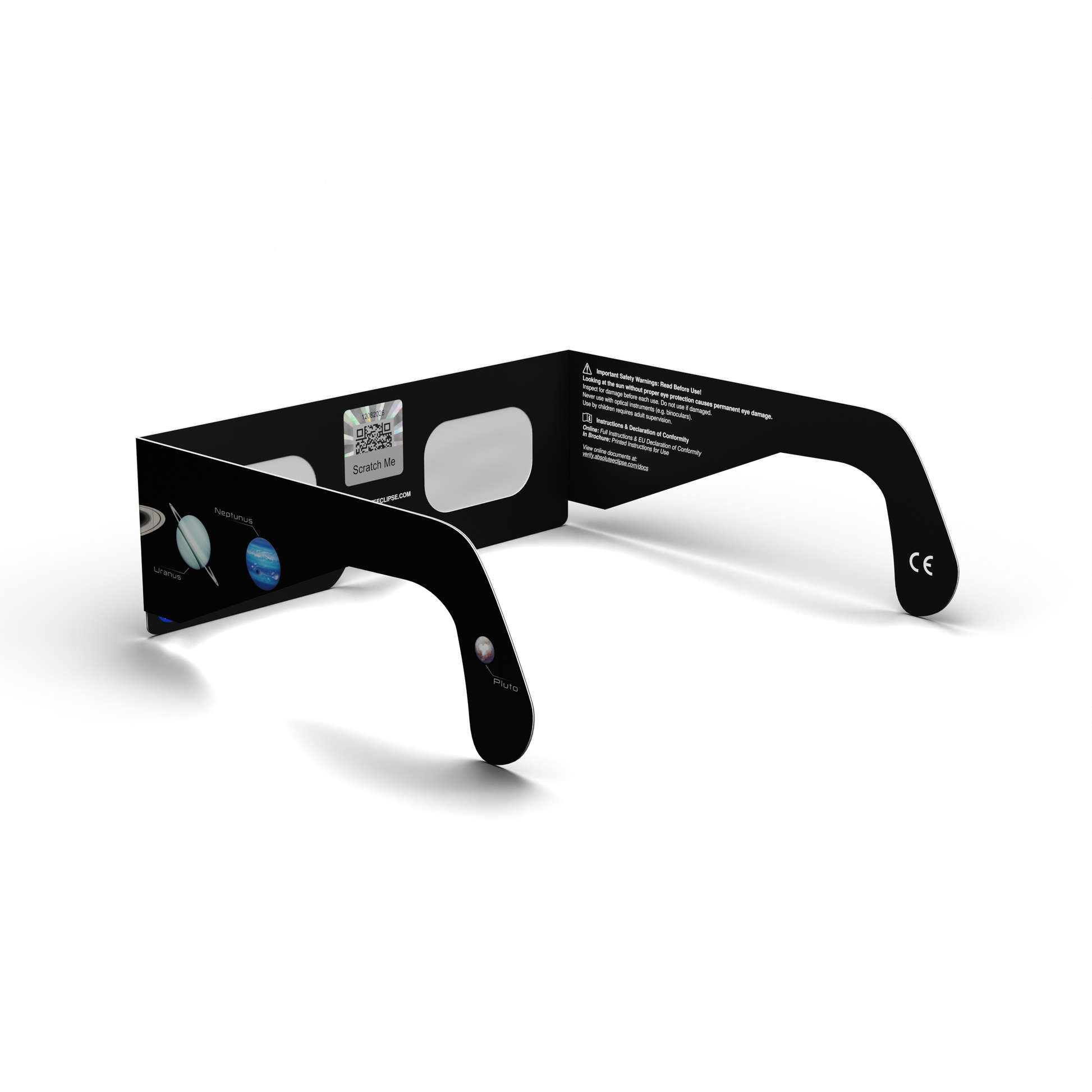 Planets solar eclipse glasses - 225° angle (transparent background)
