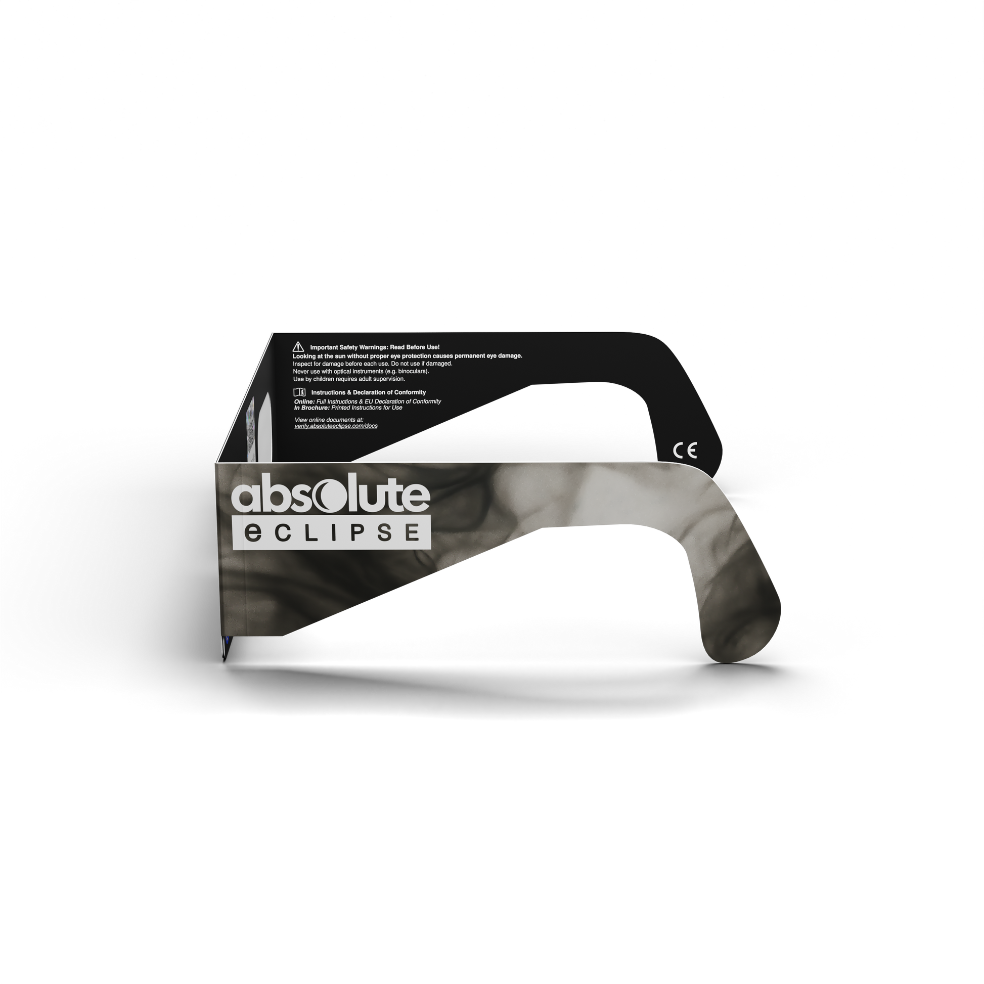 Soot solar eclipse glasses - 270° angle (transparent background)