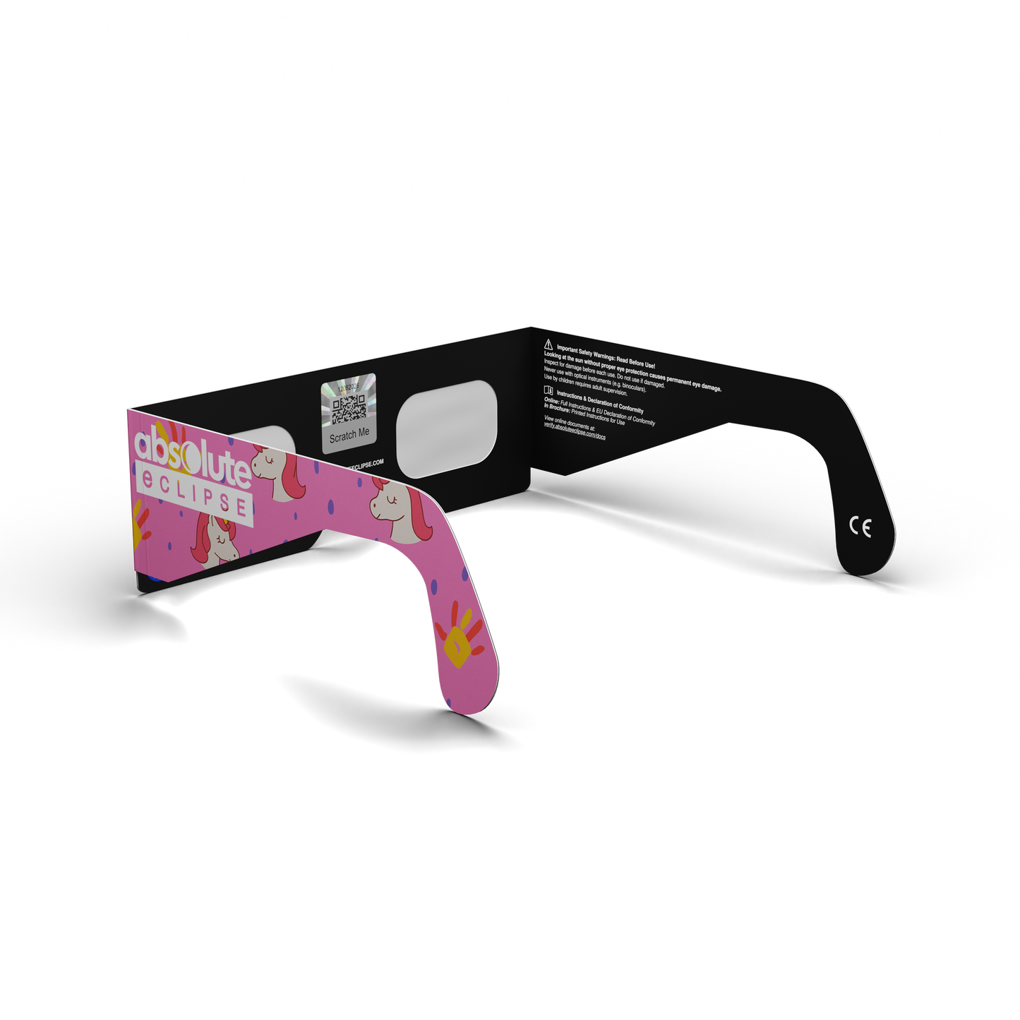 Unicorns solar eclipse glasses - 225° angle (transparent background)