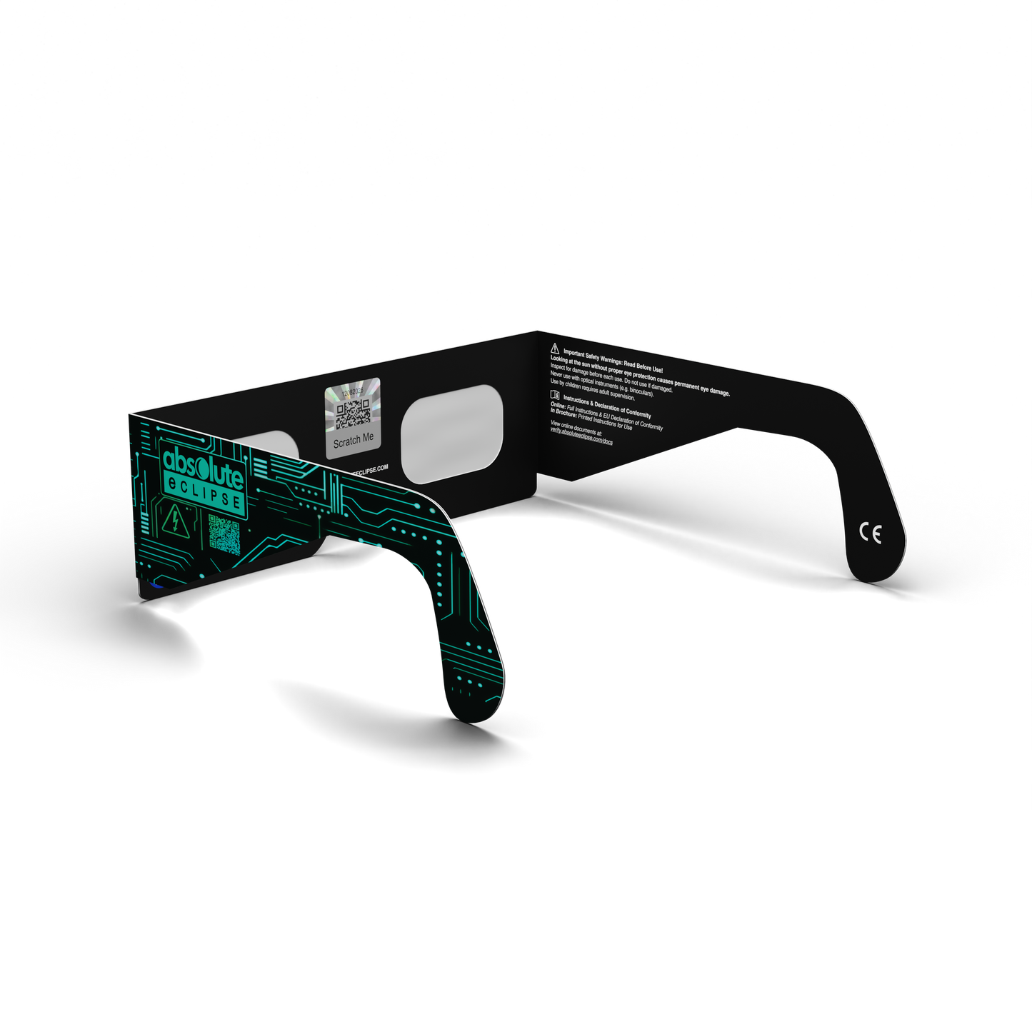 Voltage solar eclipse glasses - 225° angle (transparent background)