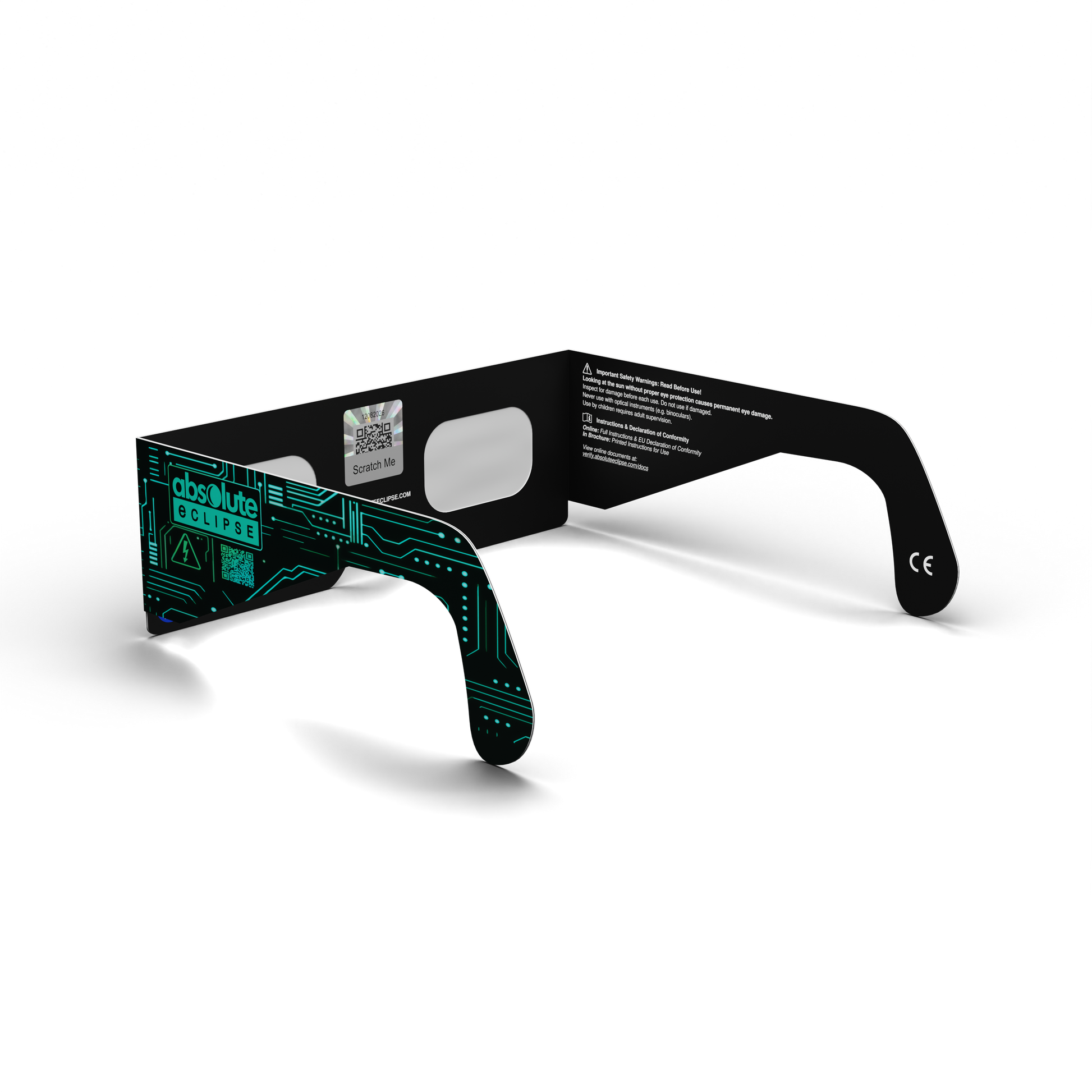 Voltage solar eclipse glasses - 225° angle (transparent background)