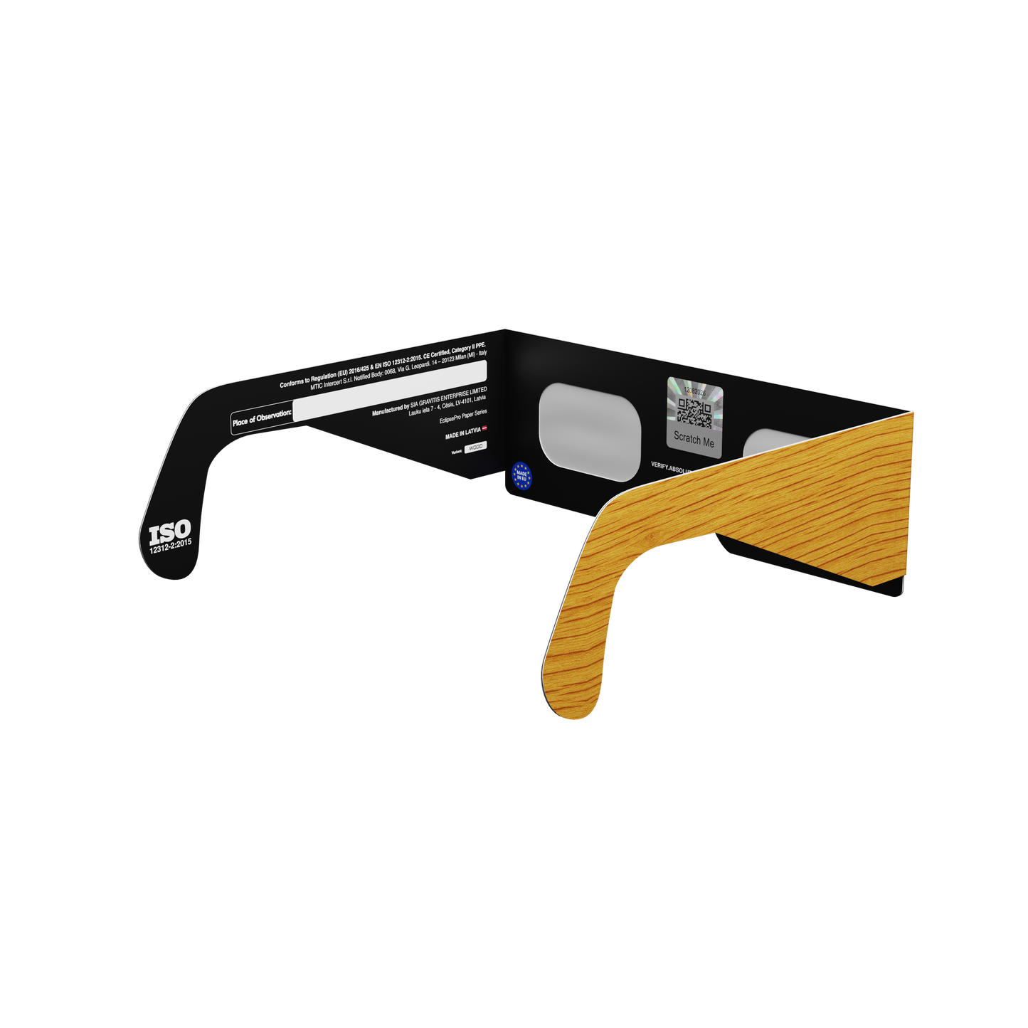 Wood Solar Eclipse Paper Glasses